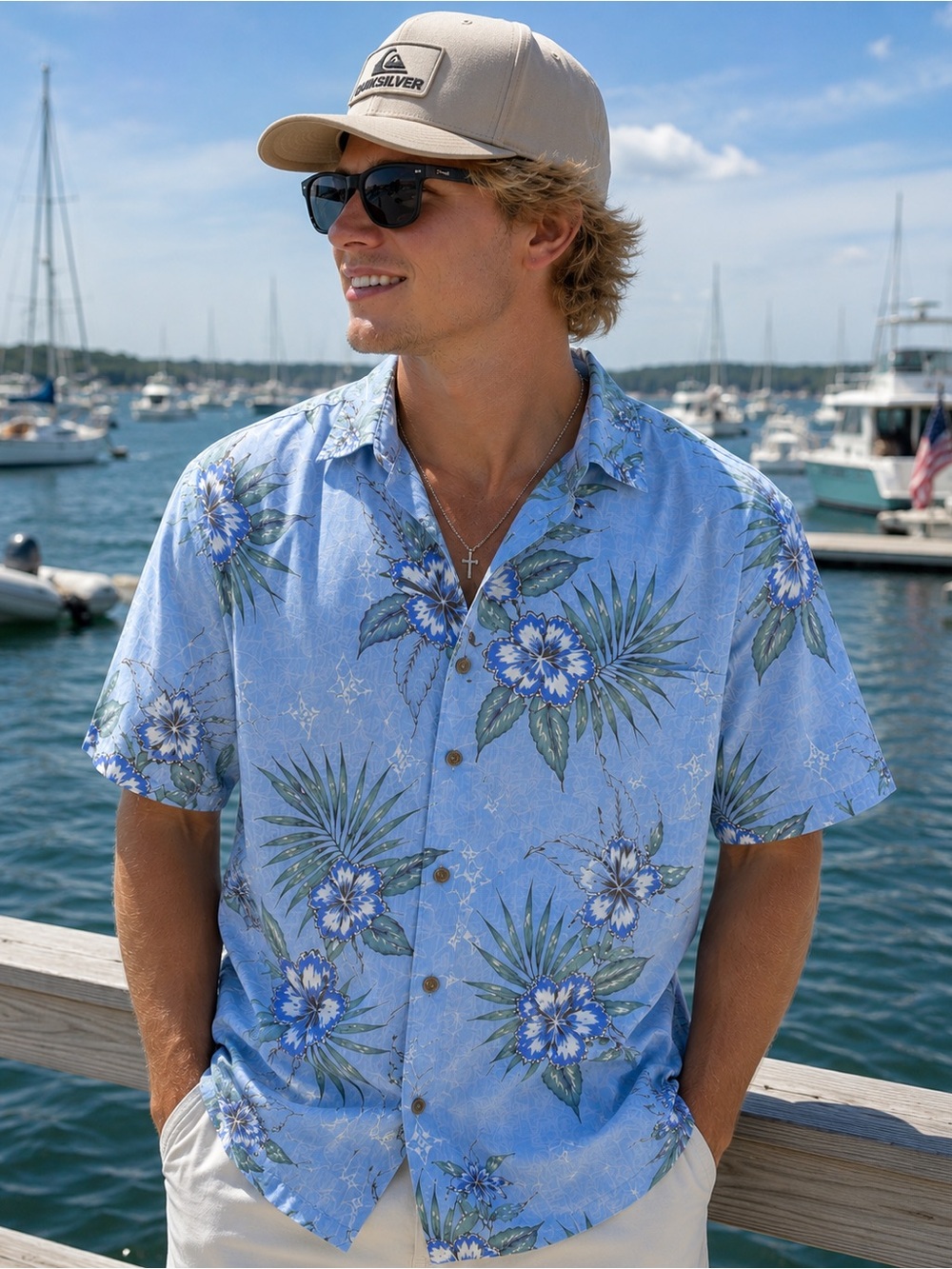 Quiksilver Waterman Collection Men’s Hawaiian Floral Shirt – XL